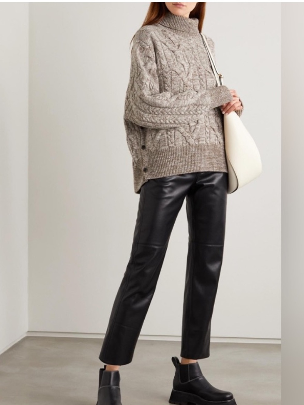 RAG & BONE Nora Cable-Knit Merino mWool Turtleneck Sweater Size XS
